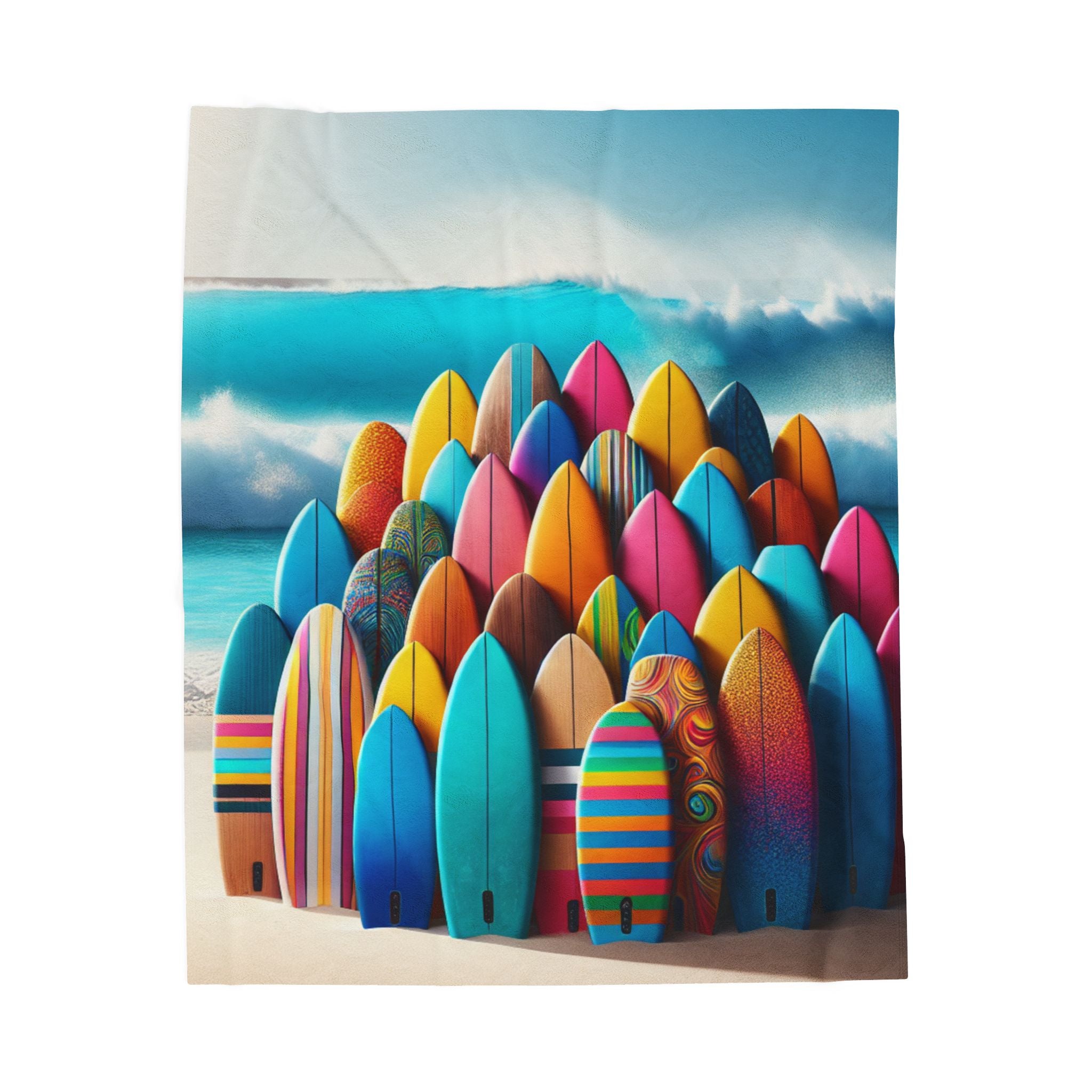 Velveteen Plush Blanket - Surfboards