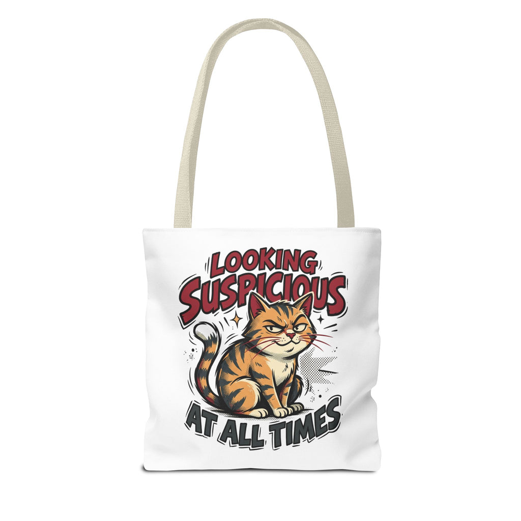 Looking Suspicious Cat Tote Bag - Funny Cat Lover Canvas Shopper
