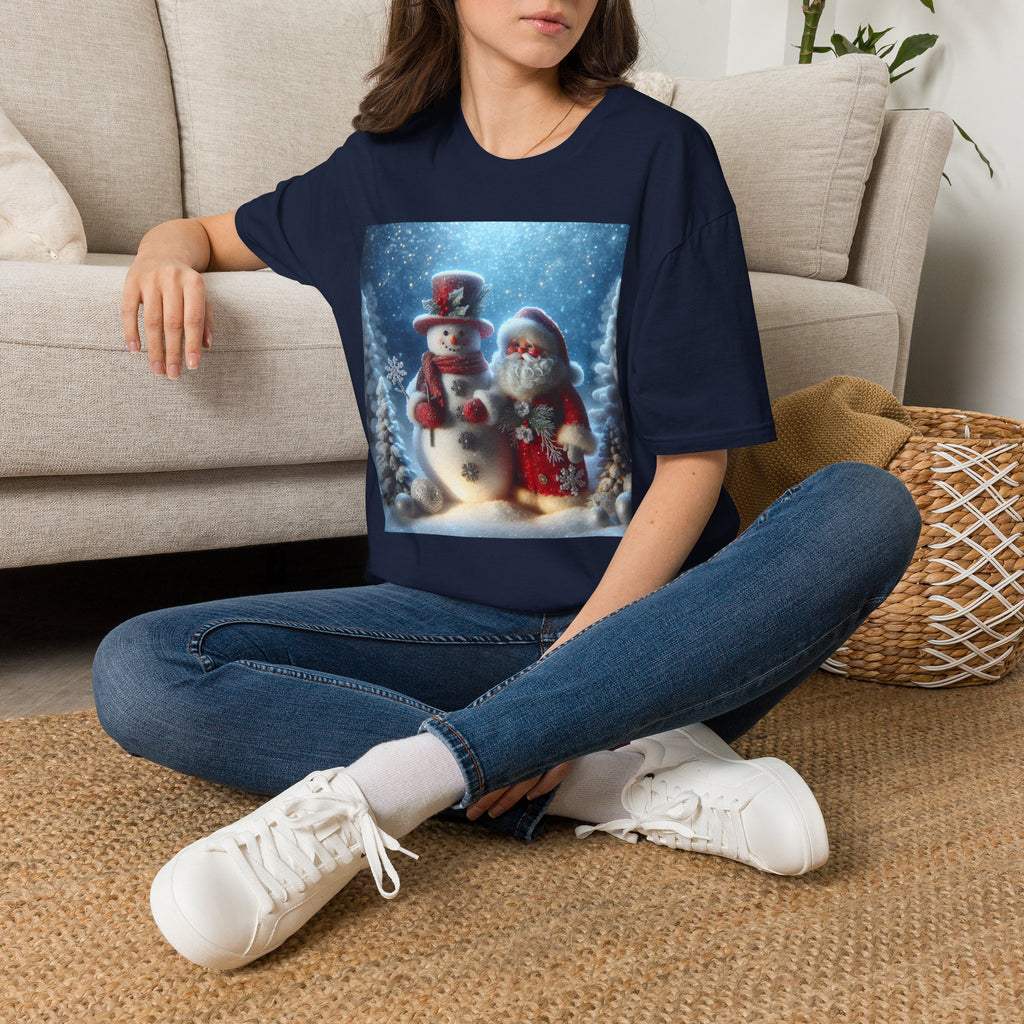 Christmas Santa & Snowman T-Shirt — Holiday Winter Scene Tee