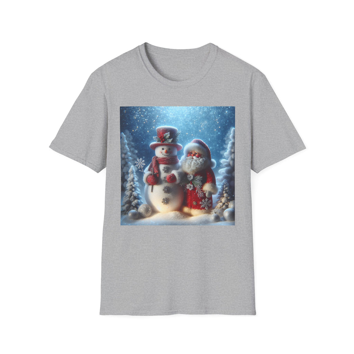 Christmas Santa & Snowman T-Shirt — Holiday Winter Scene Tee