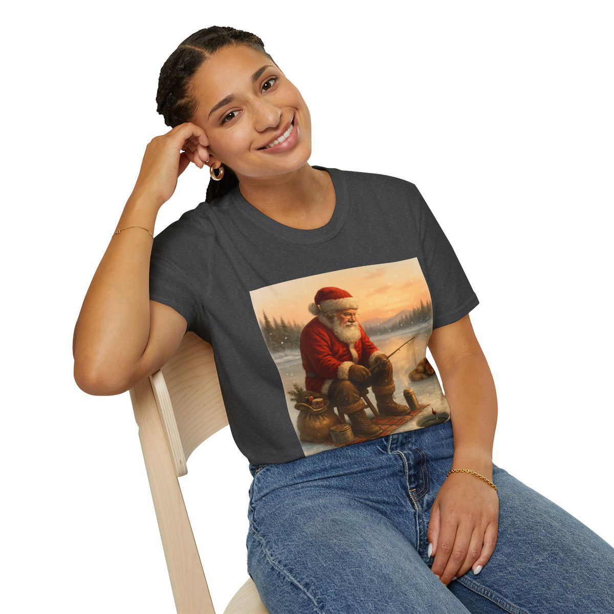 Santa Fishing Christmas T-Shirt