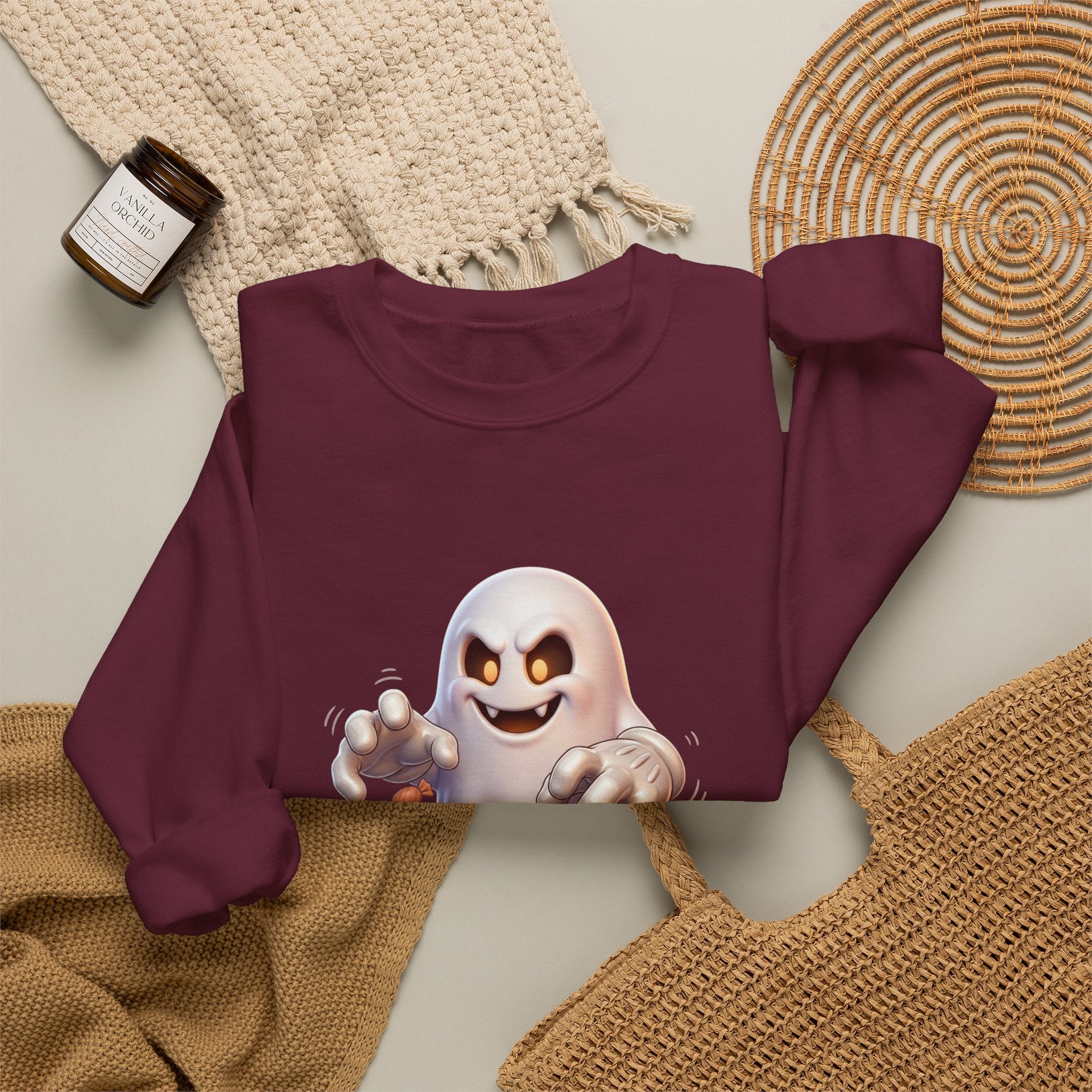 Candy Grabber Ghost Halloween Crewneck Sweatshirt