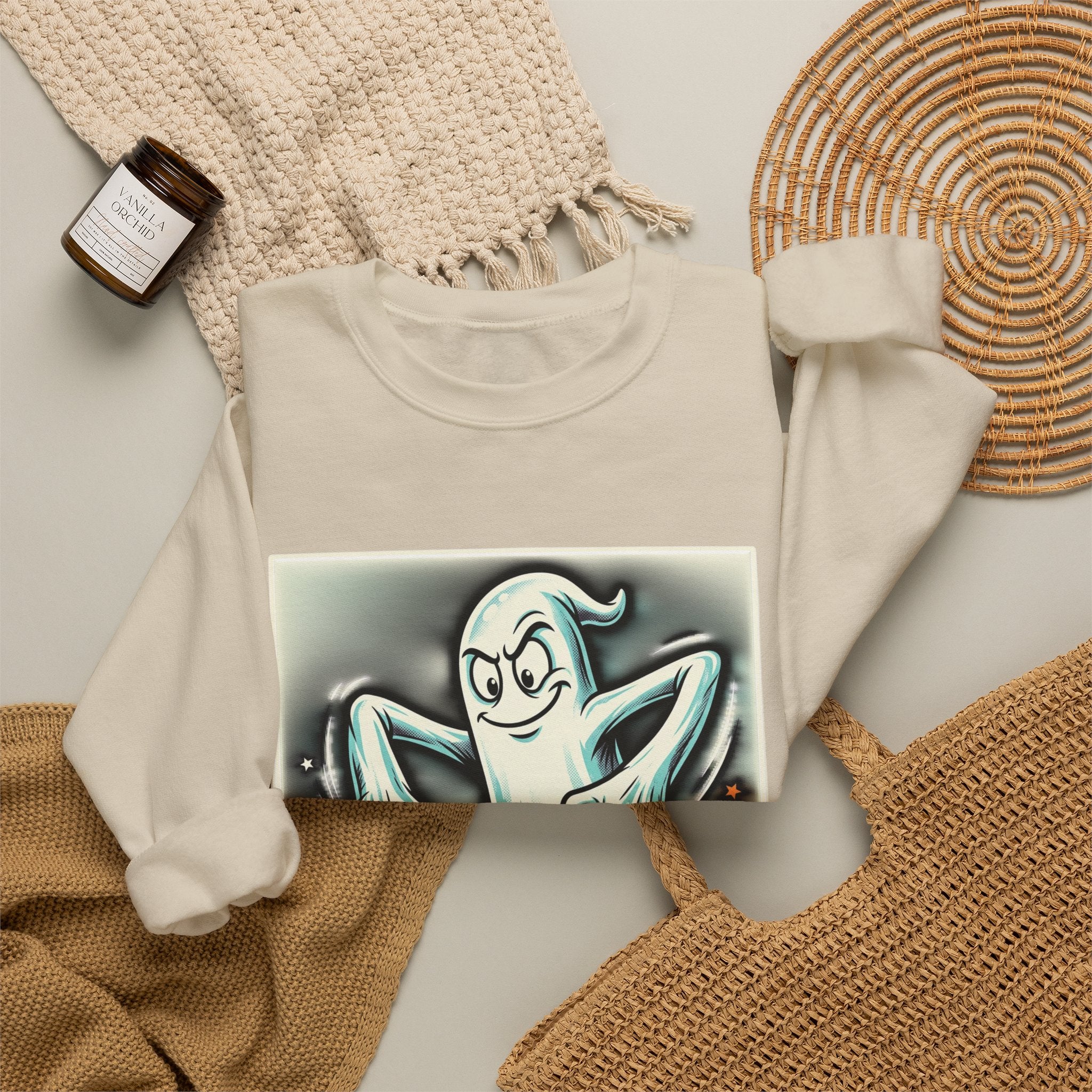 Vintage Candy Ghost Halloween Crewneck Sweatshirt