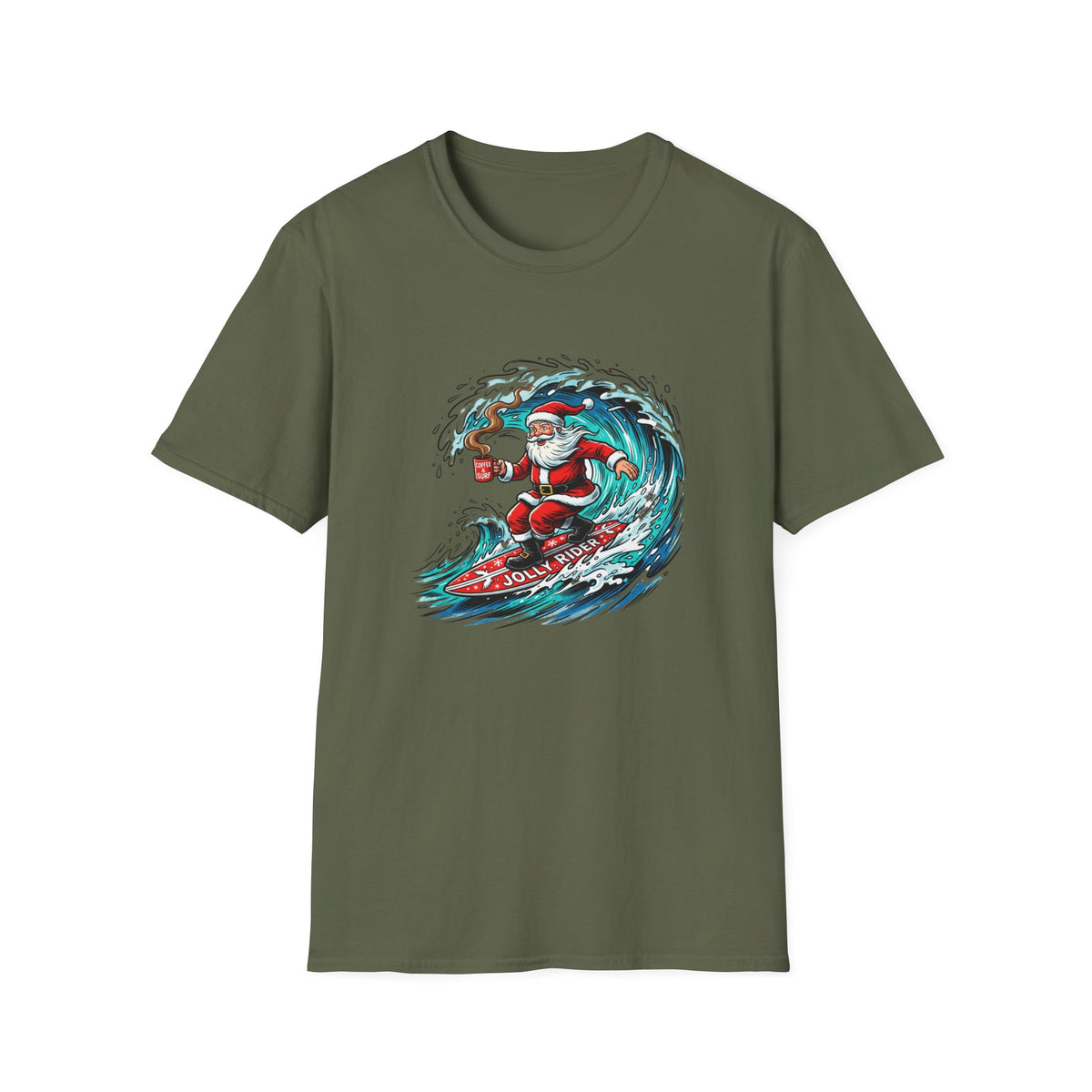 Santa Surfing T-Shirt — Surfing Santa Christmas Tee