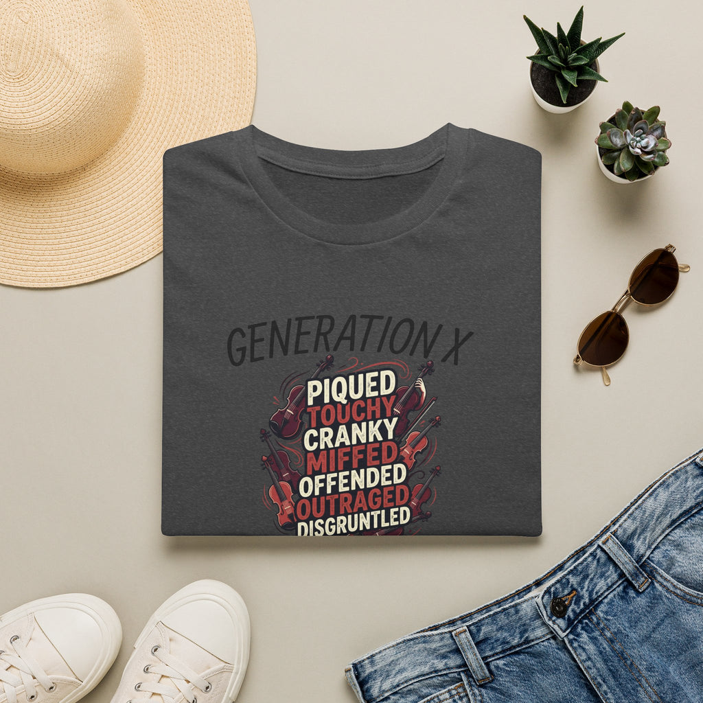 Generation X Funny Graphic T-Shirt — "Piqued, Touchy, Cranky… Here to Help"