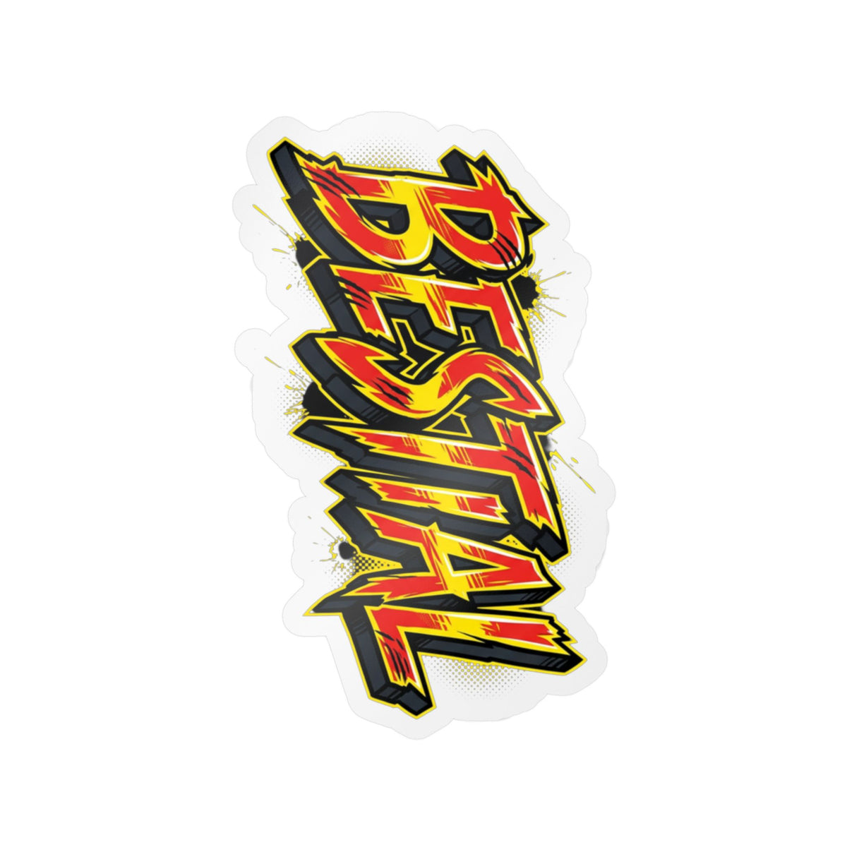 Bestial Flame Sticker - Kiss-Cut Vinyl Decal (Bold Grunge Logo)