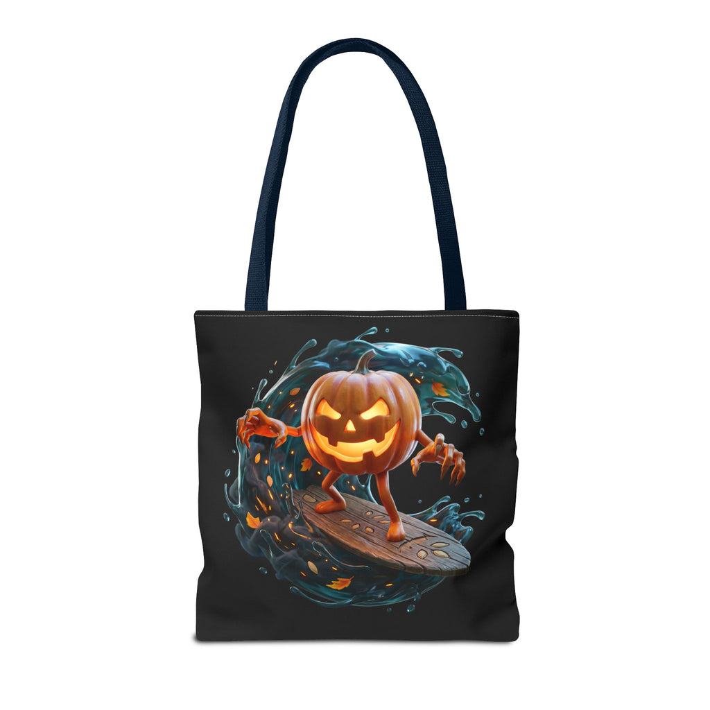 Halloween Pumpkin Surf Tote Bag — Spooky Jack-O'-Lantern Surfing Beach Tote