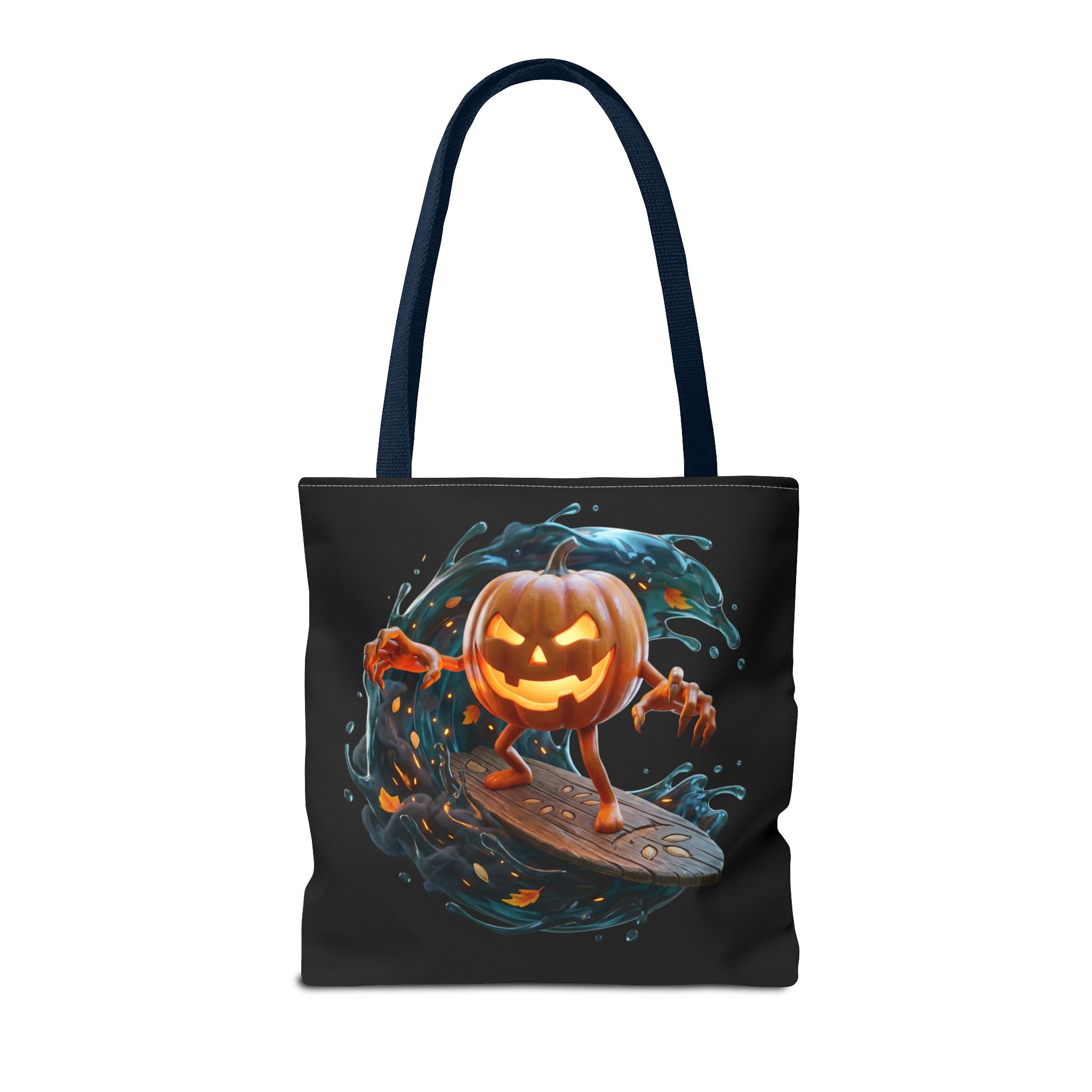 Halloween Pumpkin Surf Tote Bag — Spooky Jack-O'-Lantern Surfing Beach Tote