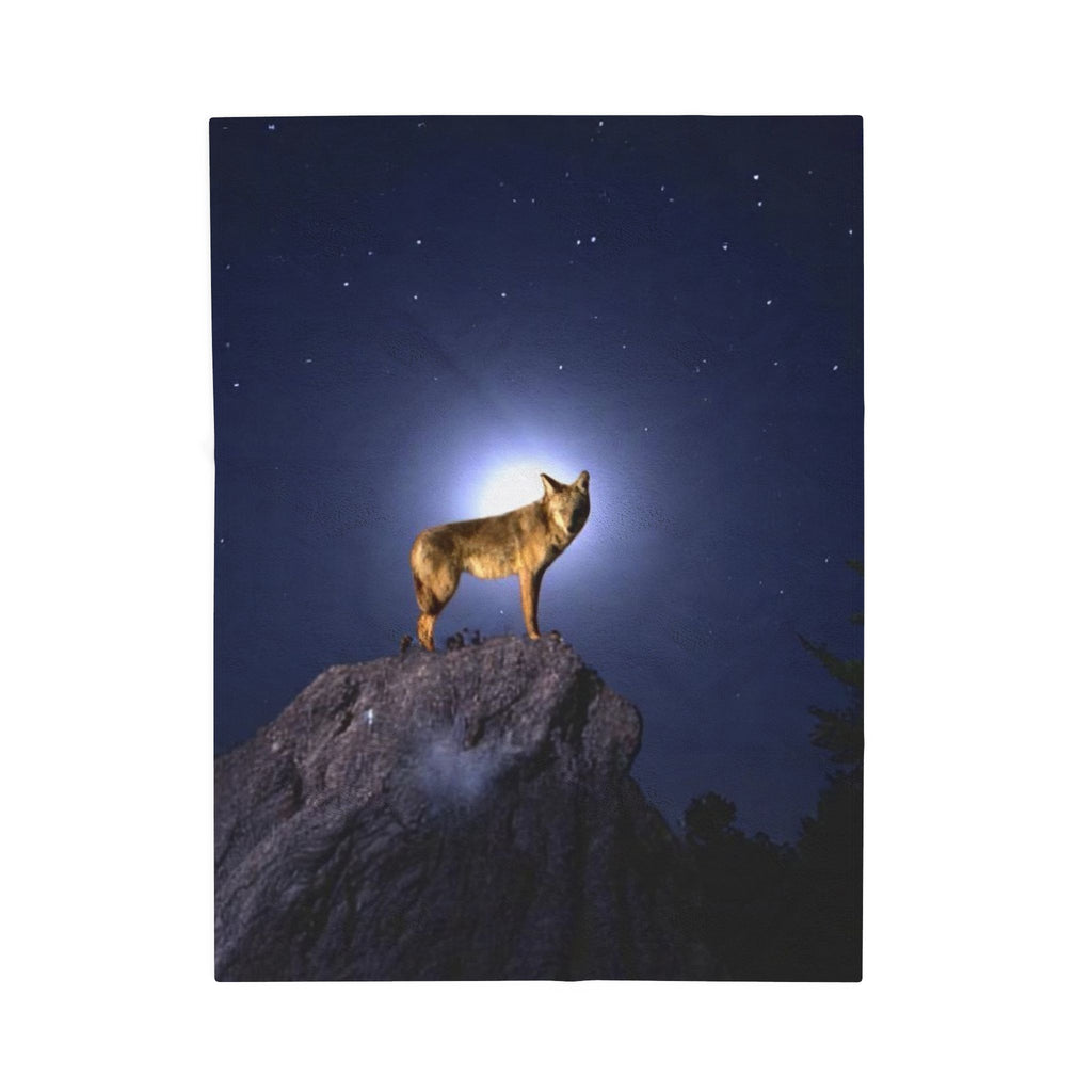 Velveteen Plush Blanket - Coyote Full Moon