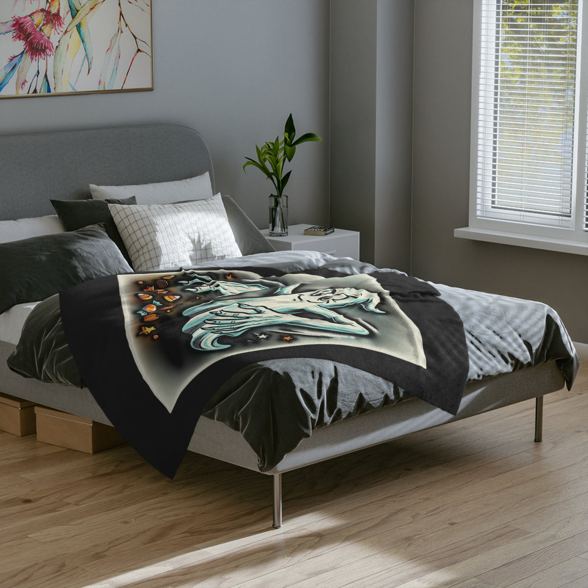 Candy Grabber Ghost Halloween Velveteen Microfiber Blanket