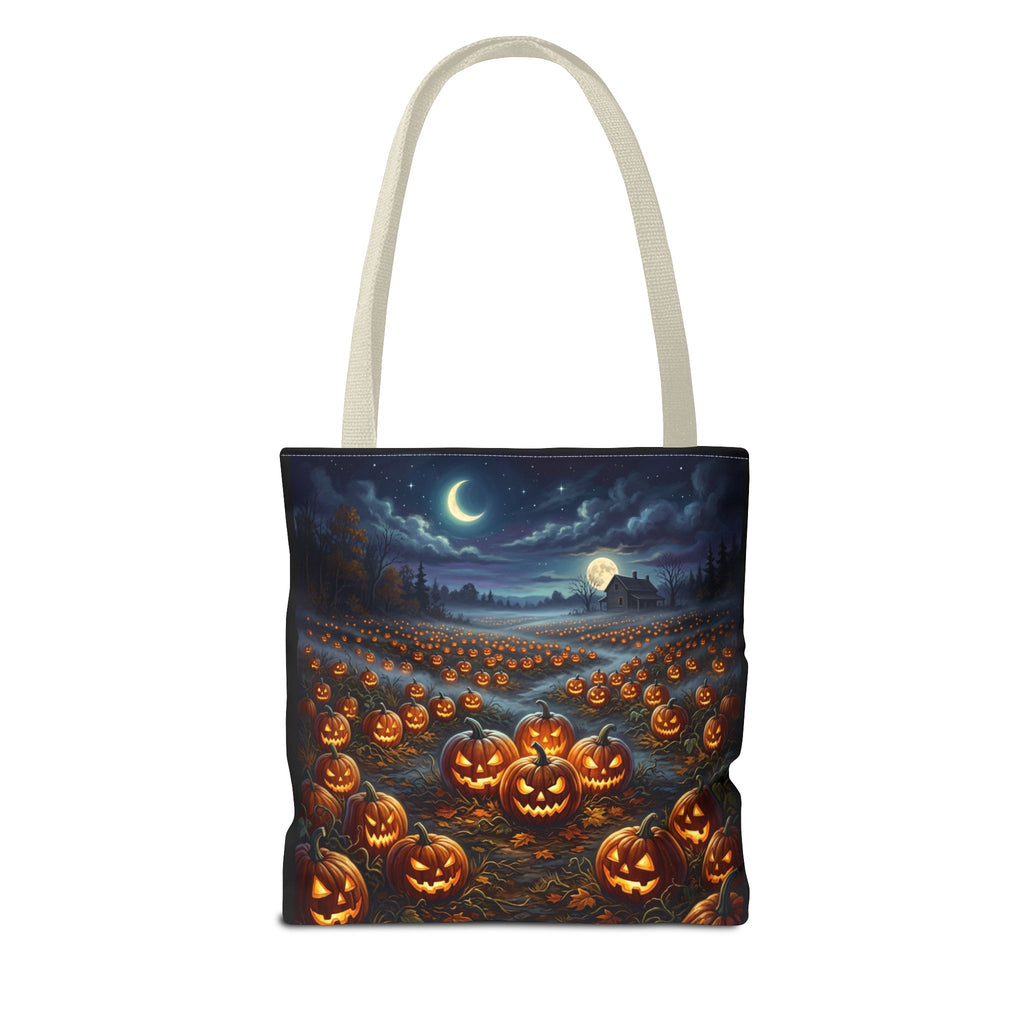 Halloween Pumpkin Patch Tote Bag — Spooky Night Jack-O'-Lantern Canvas Tote