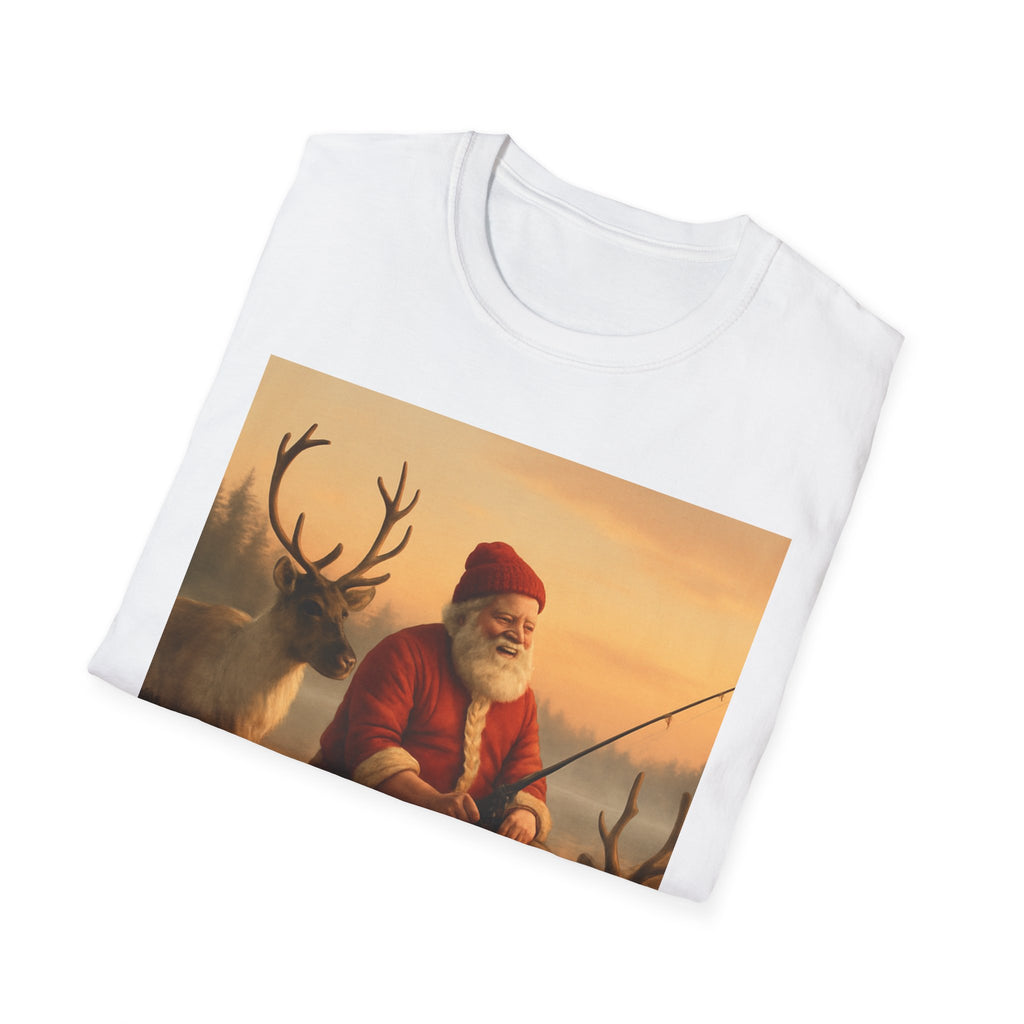 Santa Fishing with Reindeer T-Shirt
