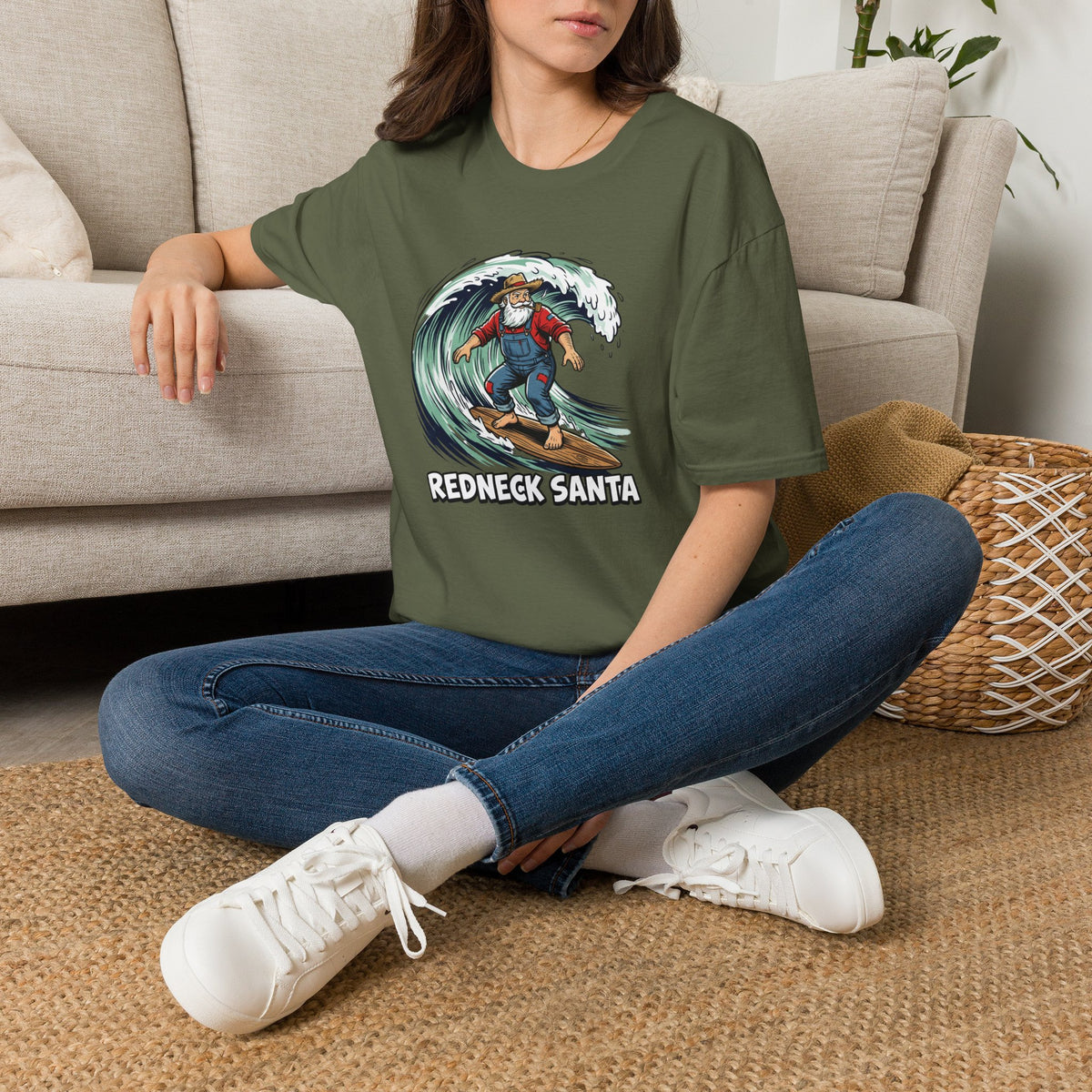 Redneck Santa T-Shirt — Surfing Santa Holiday Graphic Tee