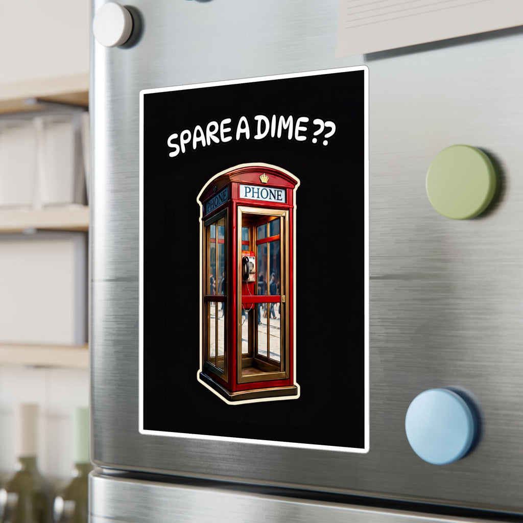 Spare a Dime? Vintage Phone Booth Kiss-Cut Vinyl Sticker