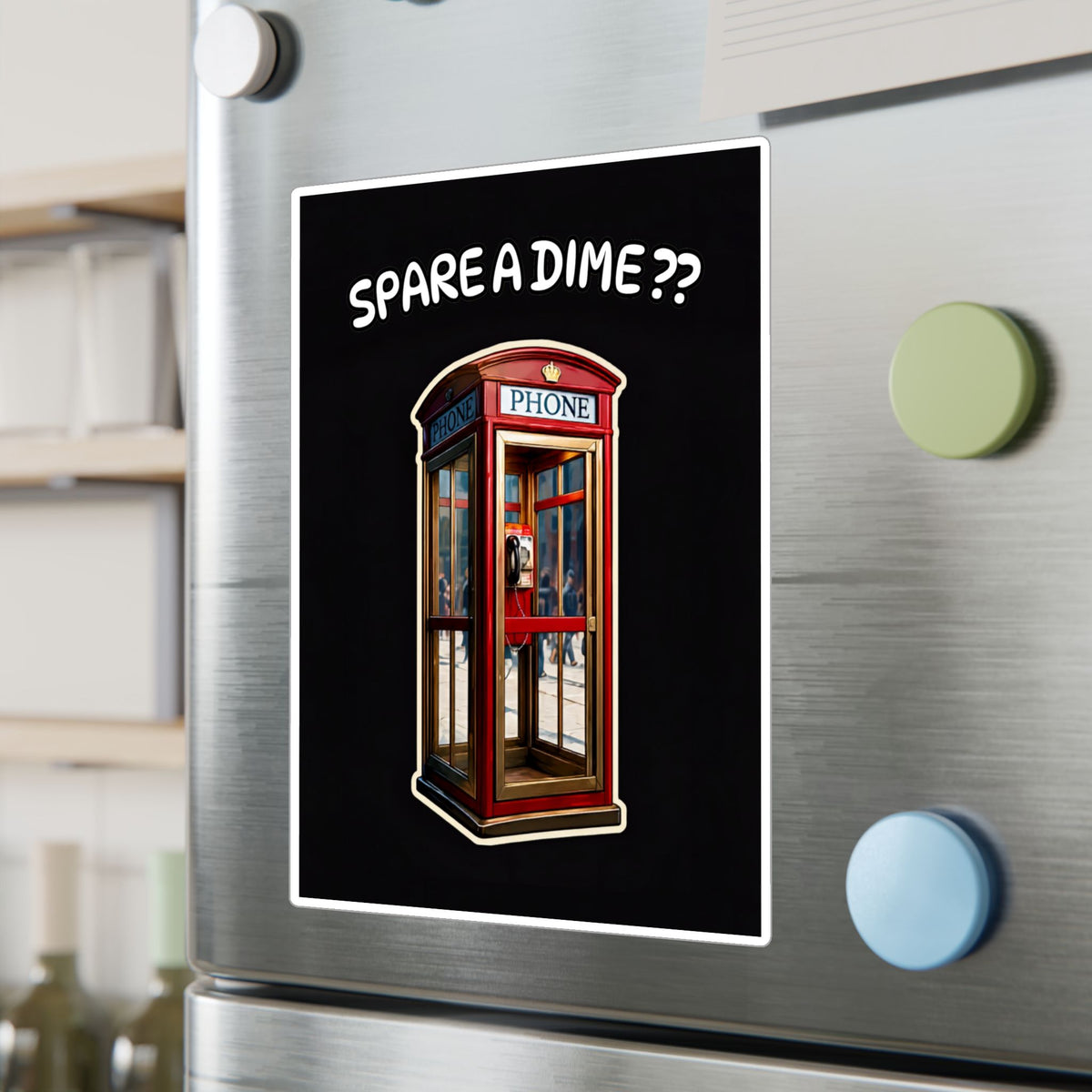 Spare a Dime? Vintage Phone Booth Kiss-Cut Vinyl Sticker