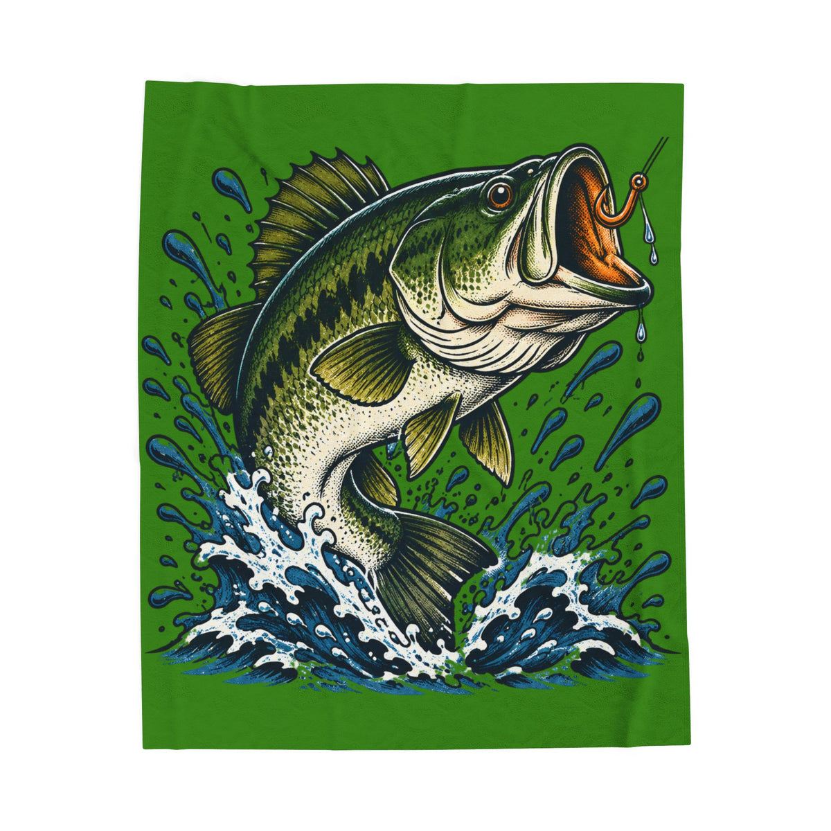 Largemouth Bass Fishing Velveteen Plush Blanket