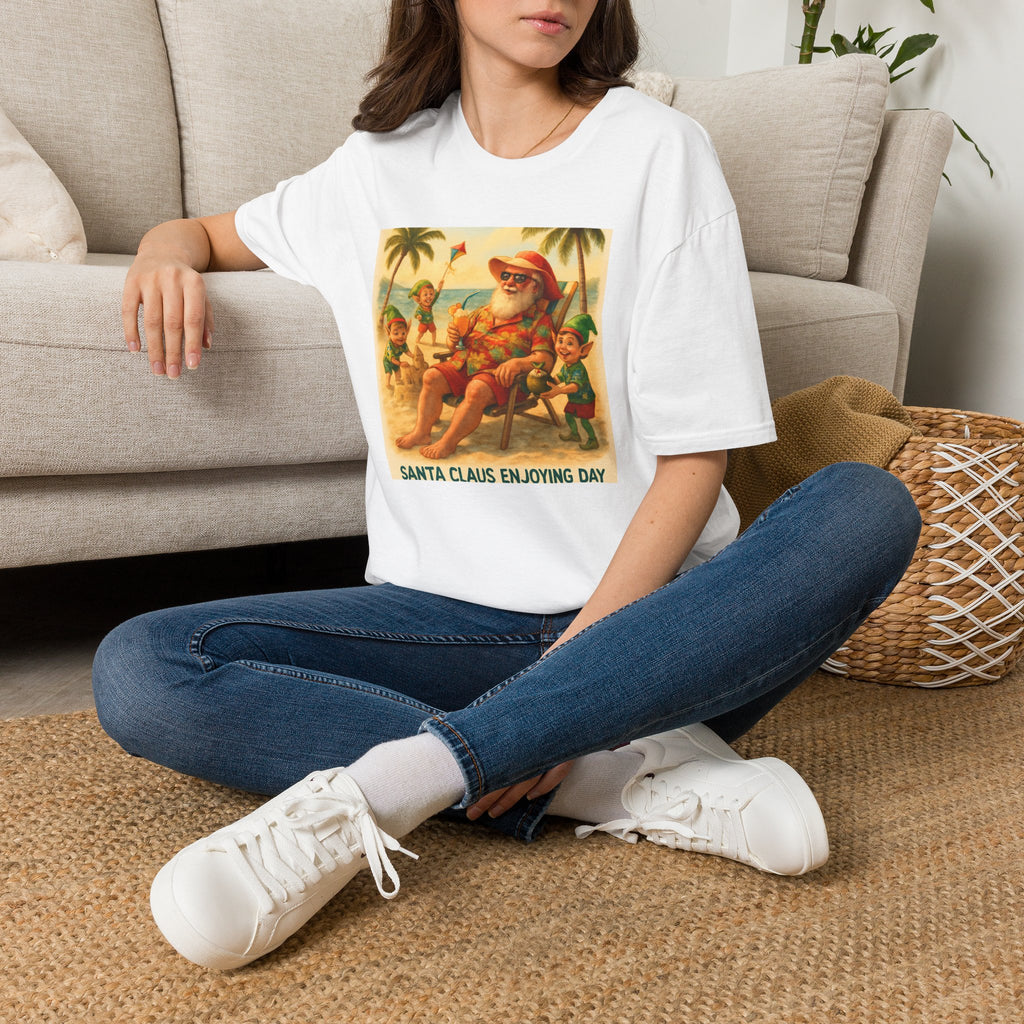 Santa Claus Enjoying Day T-Shirt – Retro Beach Holiday Tee