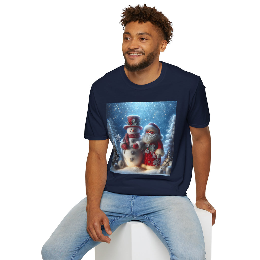 Christmas Santa & Snowman T-Shirt — Holiday Winter Scene Tee