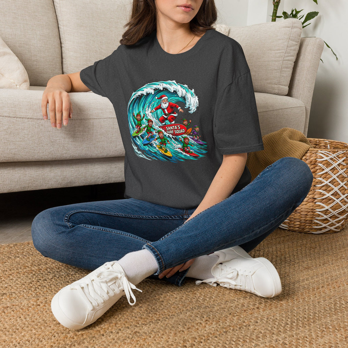 Santa’s Surf Christmas T-Shirt – Tropical Holiday Gift