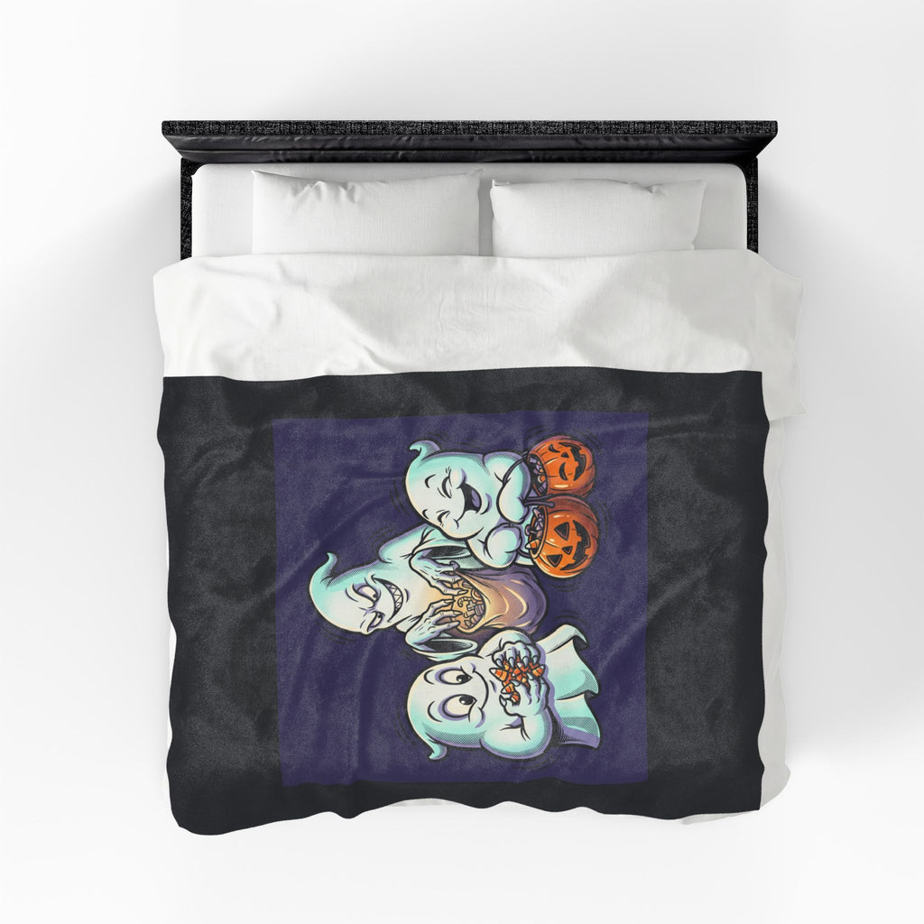Three Ghosts Trick-or-Treat Halloween Velveteen Plush Blanket