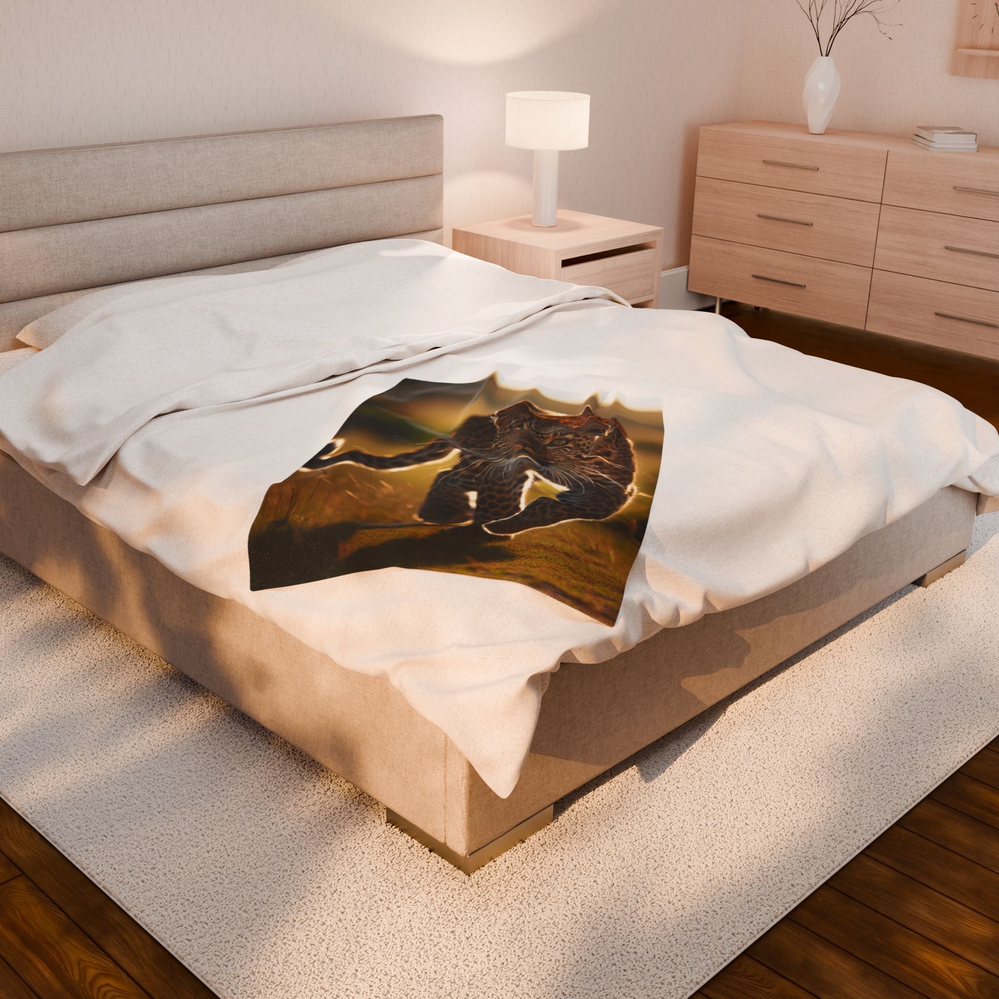 Velveteen Plush Blanket - Leopard