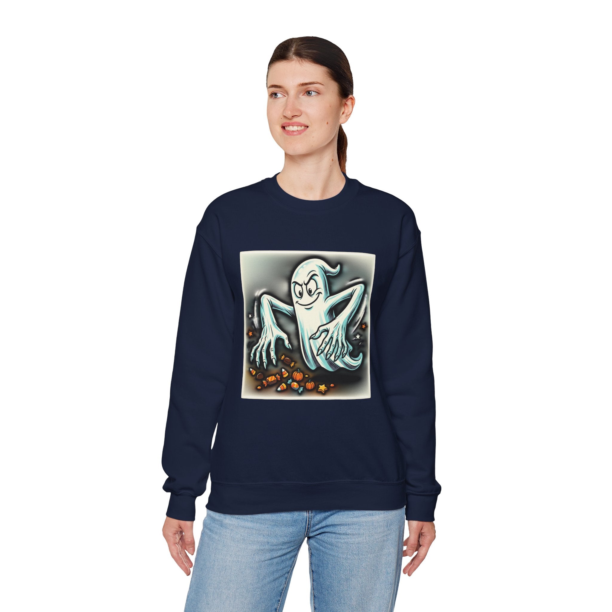 Vintage Candy Ghost Halloween Crewneck Sweatshirt