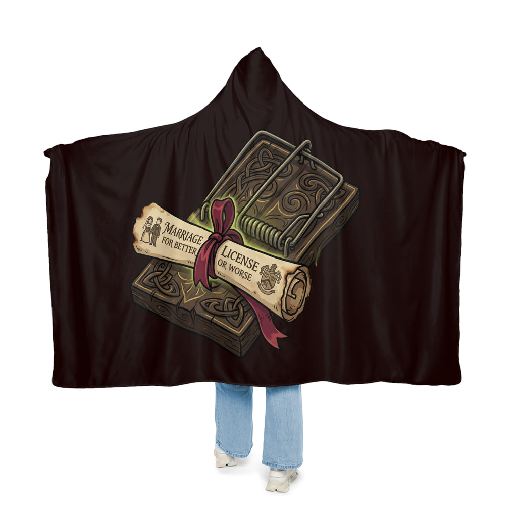 Hooded Blanket - "Marriage: Insurance or License?" Cozy Novelty Snuggle Throw
