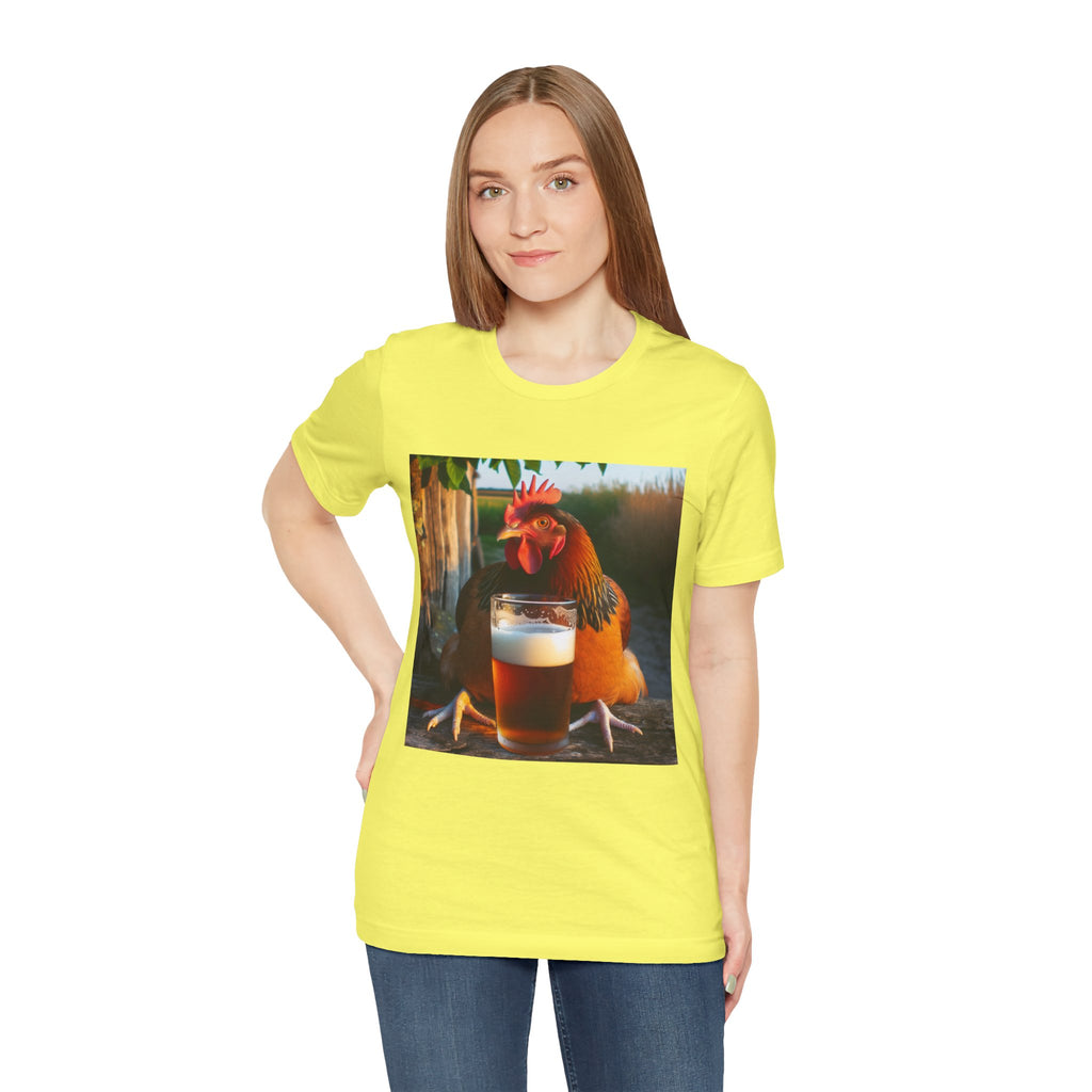 Funny Rooster with Beer Graphic Unisex T-Shirt