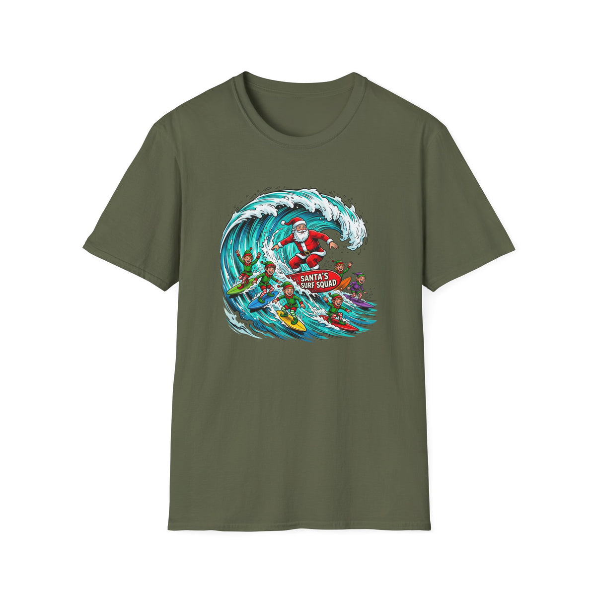 Santa’s Surf Christmas T-Shirt – Tropical Holiday Gift