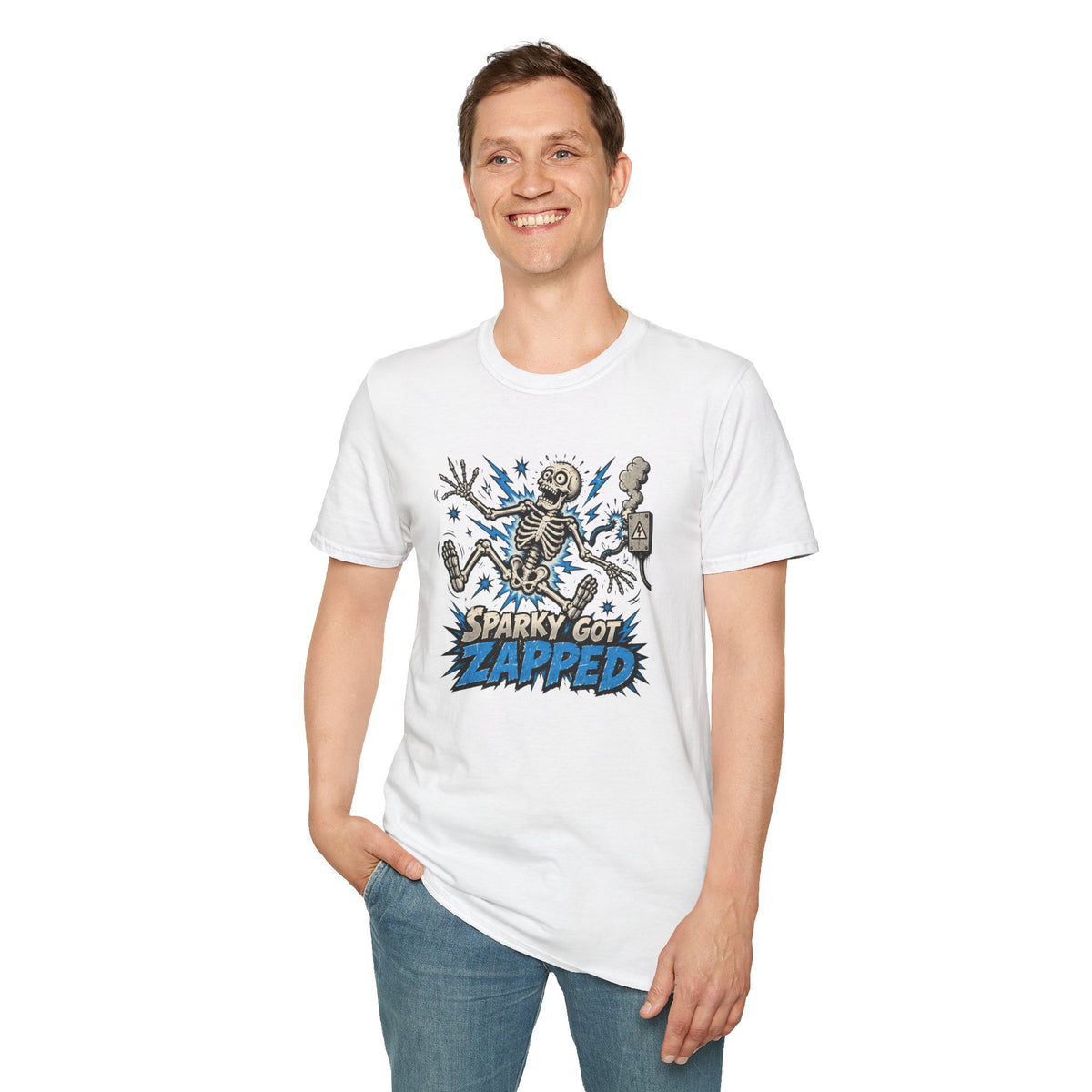 Sparky Got Zapped Skeleton Lightning T-Shirt