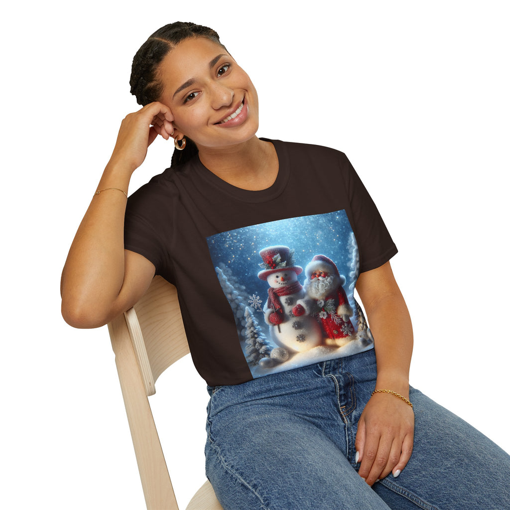 Christmas Santa & Snowman T-Shirt — Holiday Winter Scene Tee