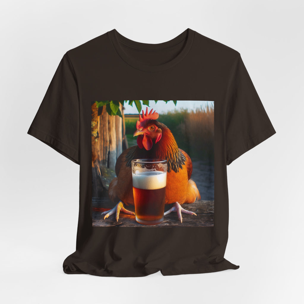 Funny Rooster with Beer Graphic Unisex T-Shirt