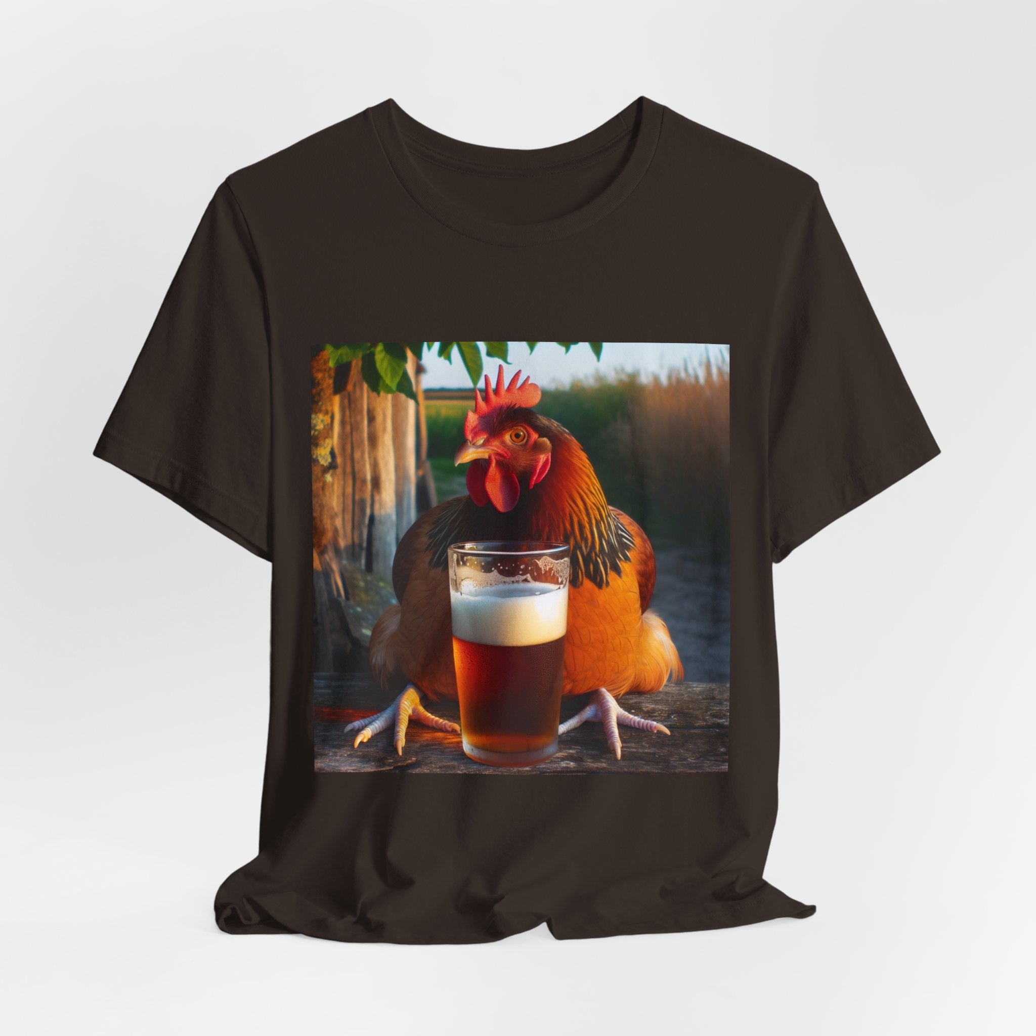 Funny Rooster with Beer Graphic Unisex T-Shirt