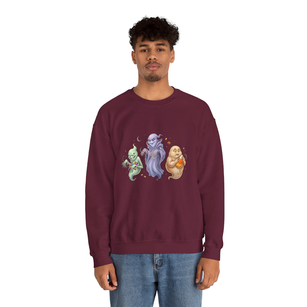 Three Quirky Ghosts Halloween Unisex Heavy Blend Crewneck Sweatshirt