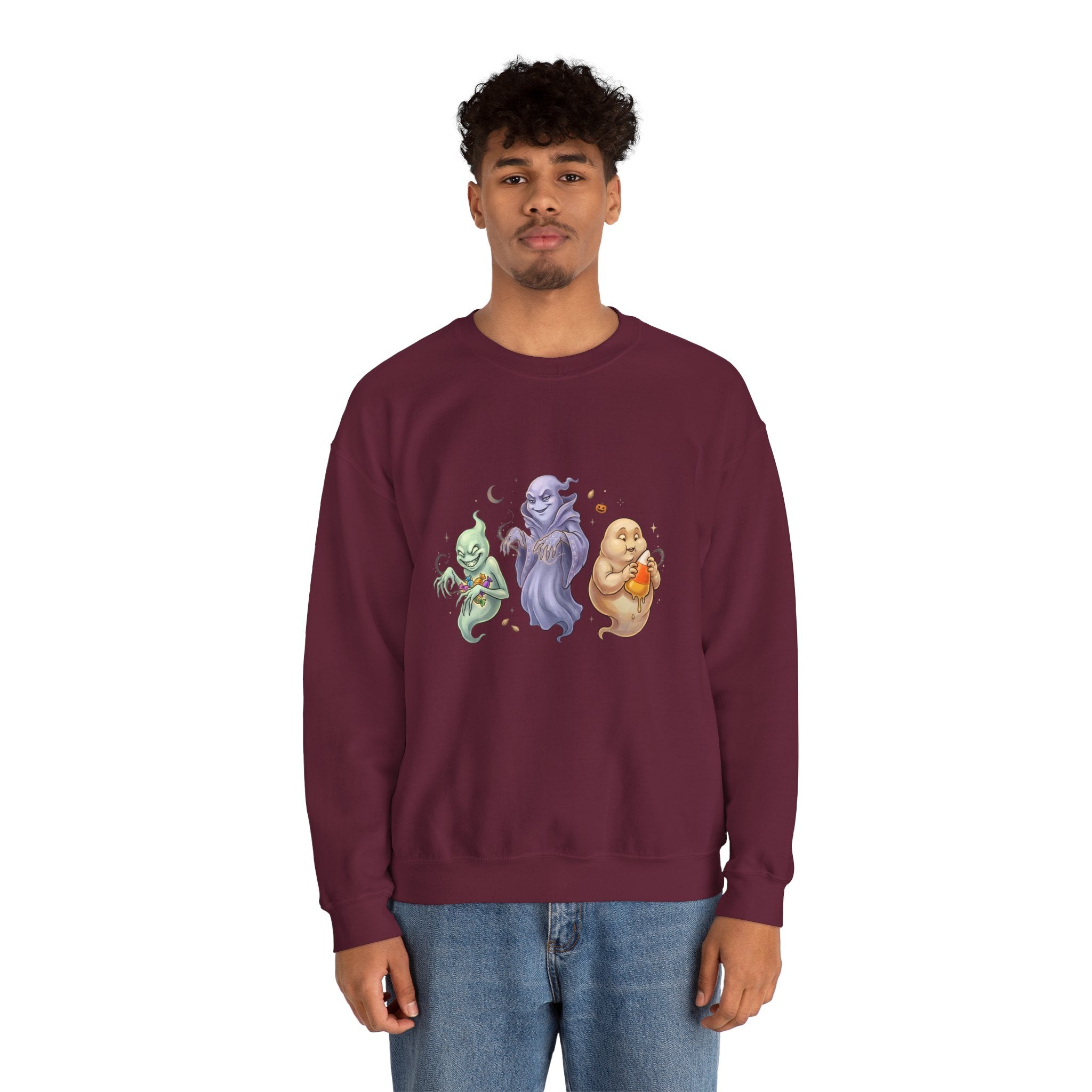 Three Quirky Ghosts Halloween Unisex Heavy Blend Crewneck Sweatshirt