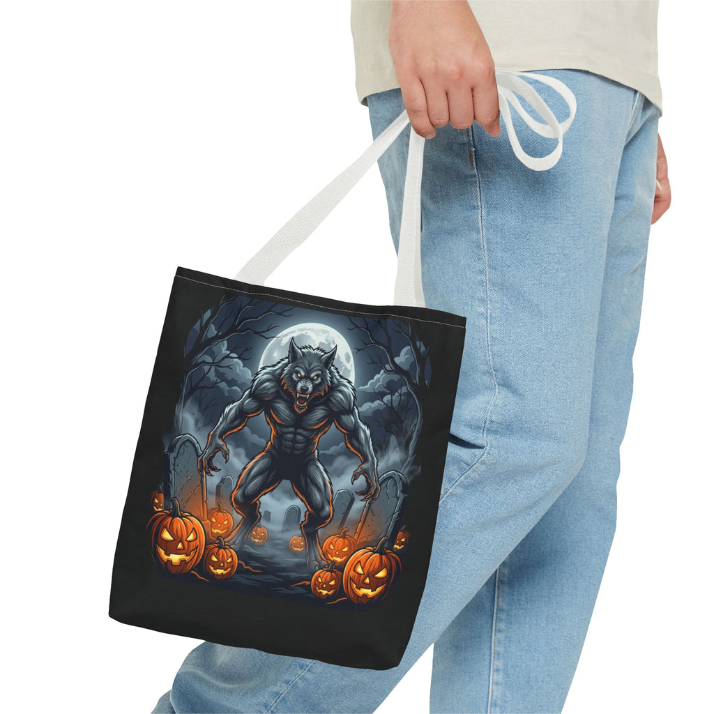 Werewolf Halloween Tote Bag — Full Moon Pumpkin Horror AOP Tote