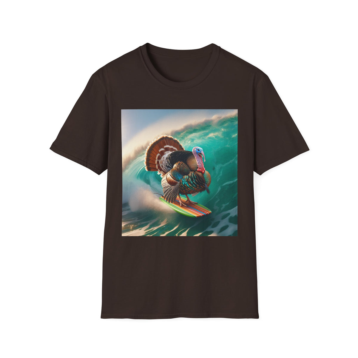 Majestic Surfing Turkey T-Shirt – Thanksgiving Wildlife Graphic Tee