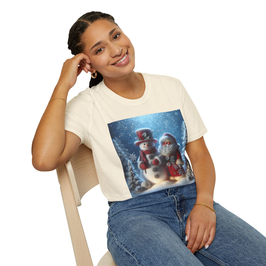 Christmas Santa & Snowman T-Shirt — Holiday Winter Scene Tee