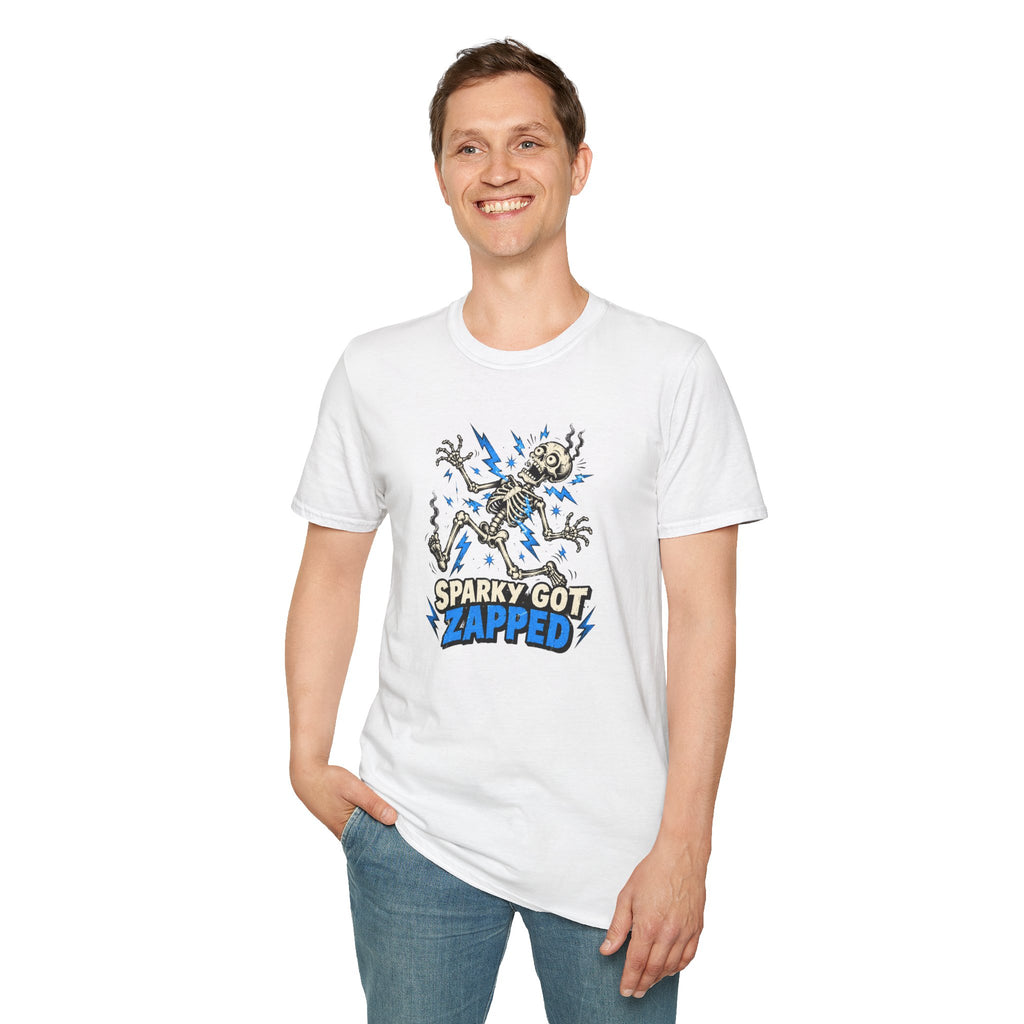 Sparky Got Zapped Skeleton Graphic T-Shirt