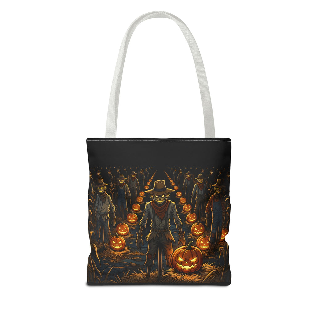 Halloween Scarecrow Parade Tote Bag – Spooky Pumpkin Field All-Over Print Tote