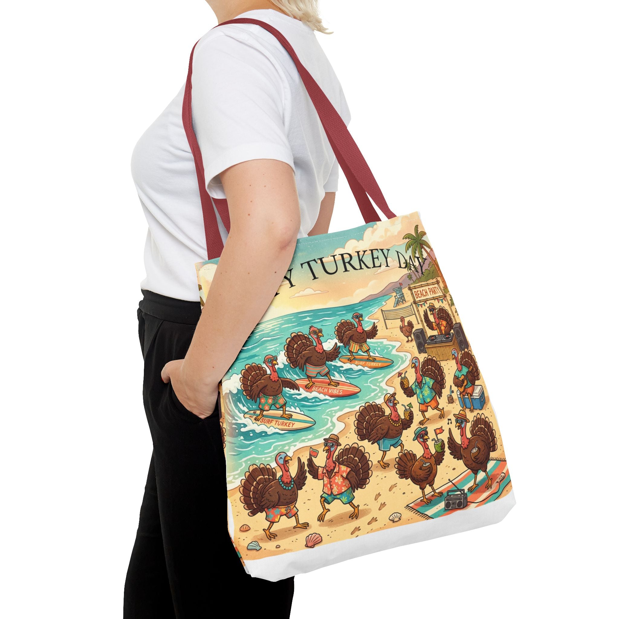 Turkeys Beach Tote Bag – Funny Thanksgiving Summer Beach Tote
