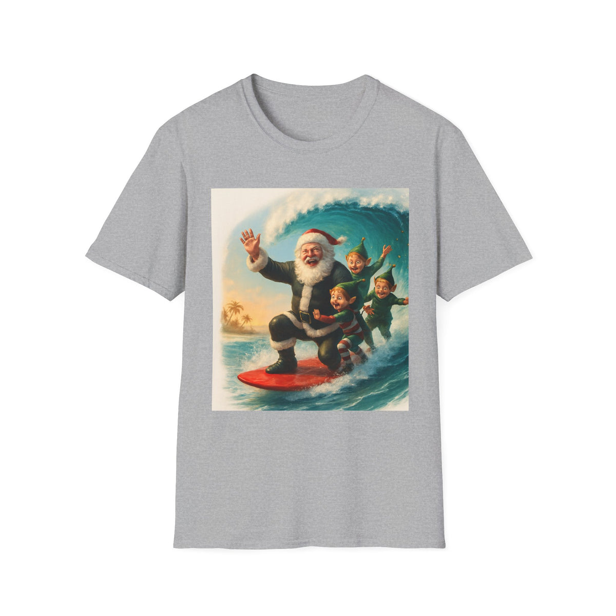 Santa Surfing T-Shirt — Retro Christmas Surfing Santa Tee