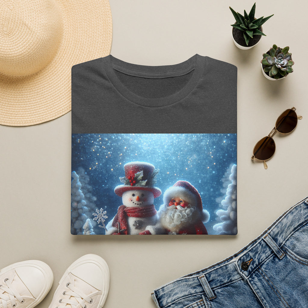 Christmas Santa & Snowman T-Shirt — Holiday Winter Scene Tee