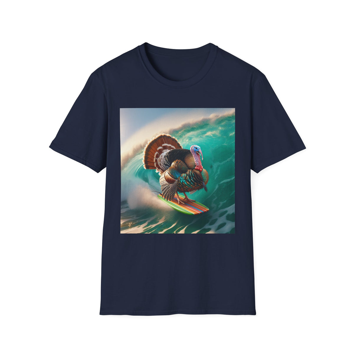 Majestic Surfing Turkey T-Shirt – Thanksgiving Wildlife Graphic Tee