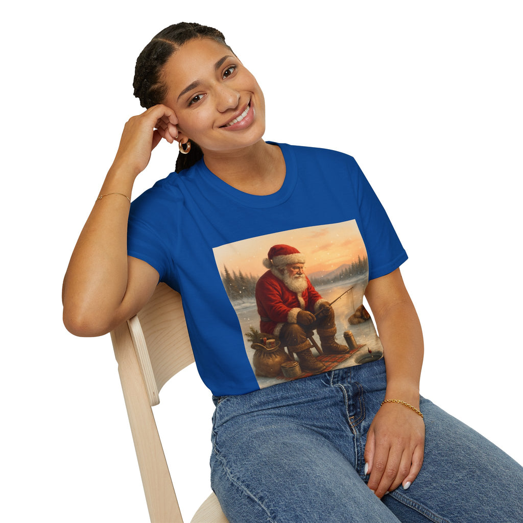 Santa Fishing Christmas T-Shirt