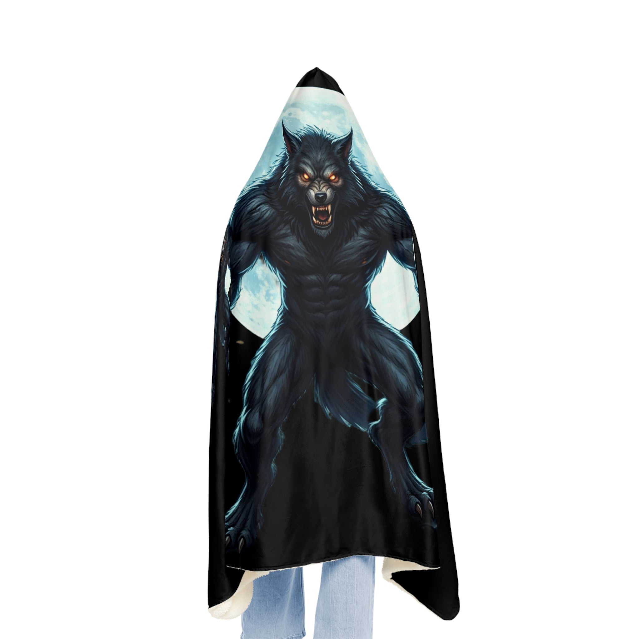 Werewolf Moon Hooded Blanket - Cozy Snuggle Throw for Halloween & Gifts