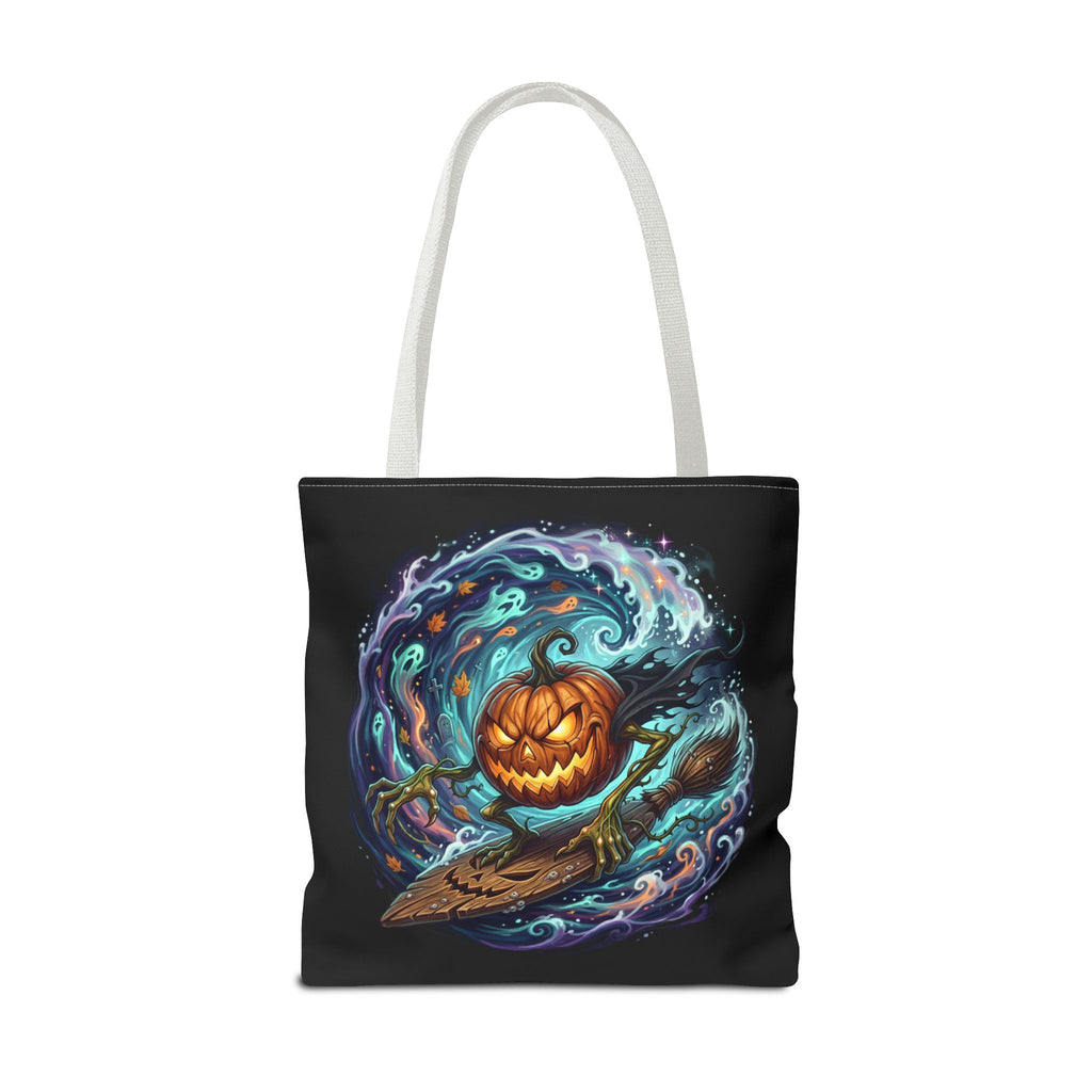 Halloween Surfing Pumpkin Tote Bag — Spooky Jack-o'-Lantern Beach Wave Tote