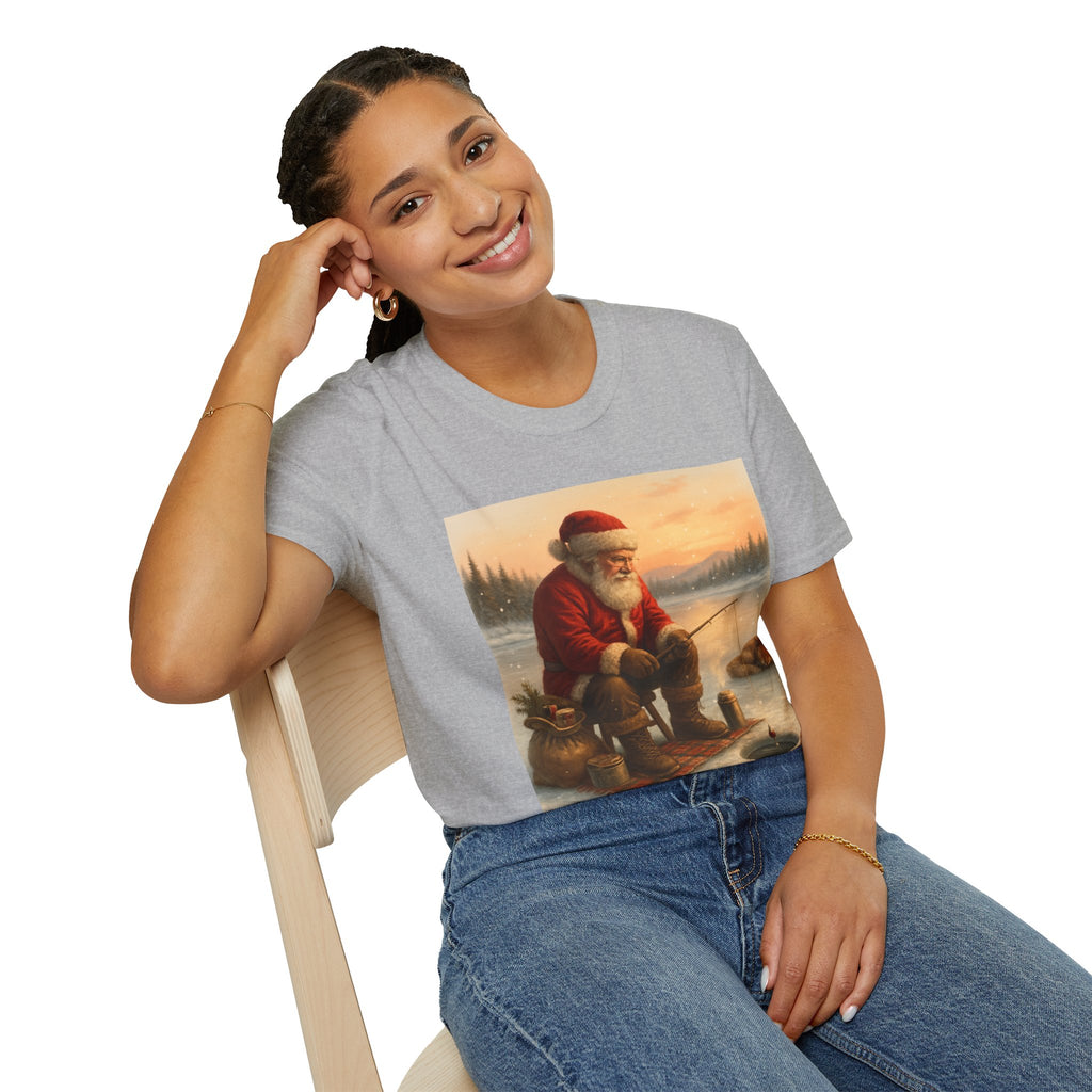 Santa Fishing Christmas T-Shirt
