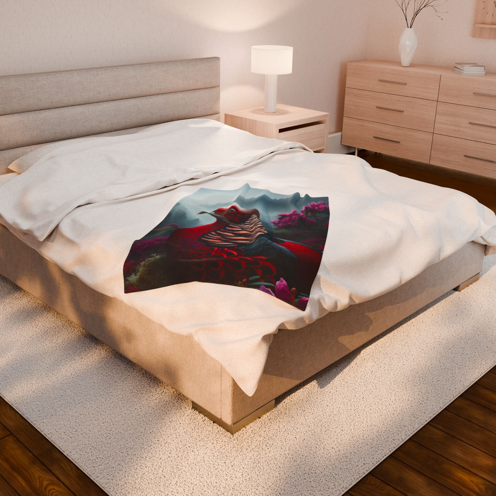 Velveteen Plush Blanket - Colorful Bird 2