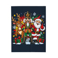 Christmas Nutcracker, Santa & Reindeer Velveteen Plush Blanket